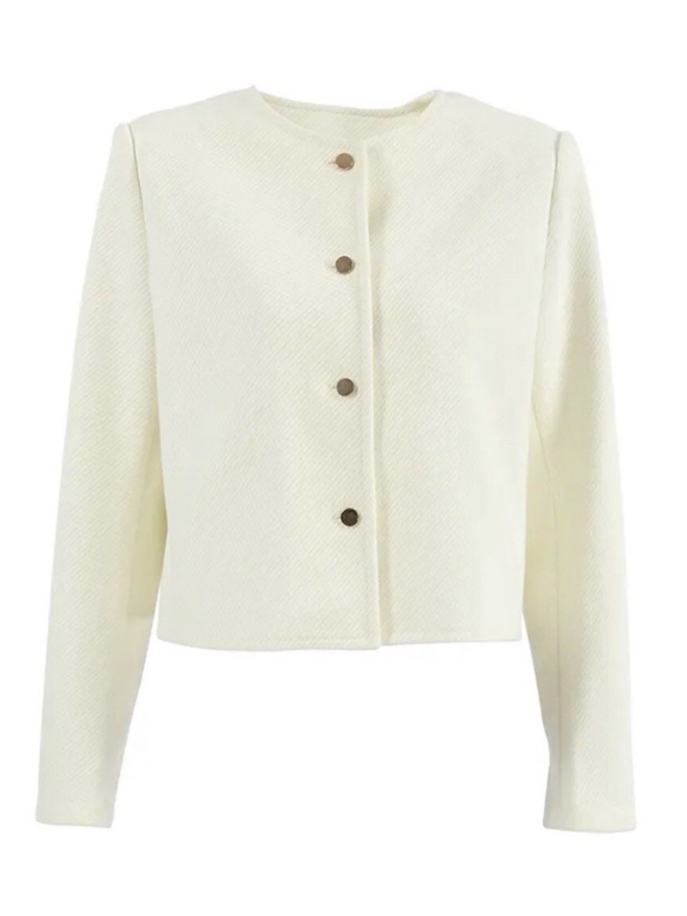 Commense Cream Collarless Cropped Jacket
